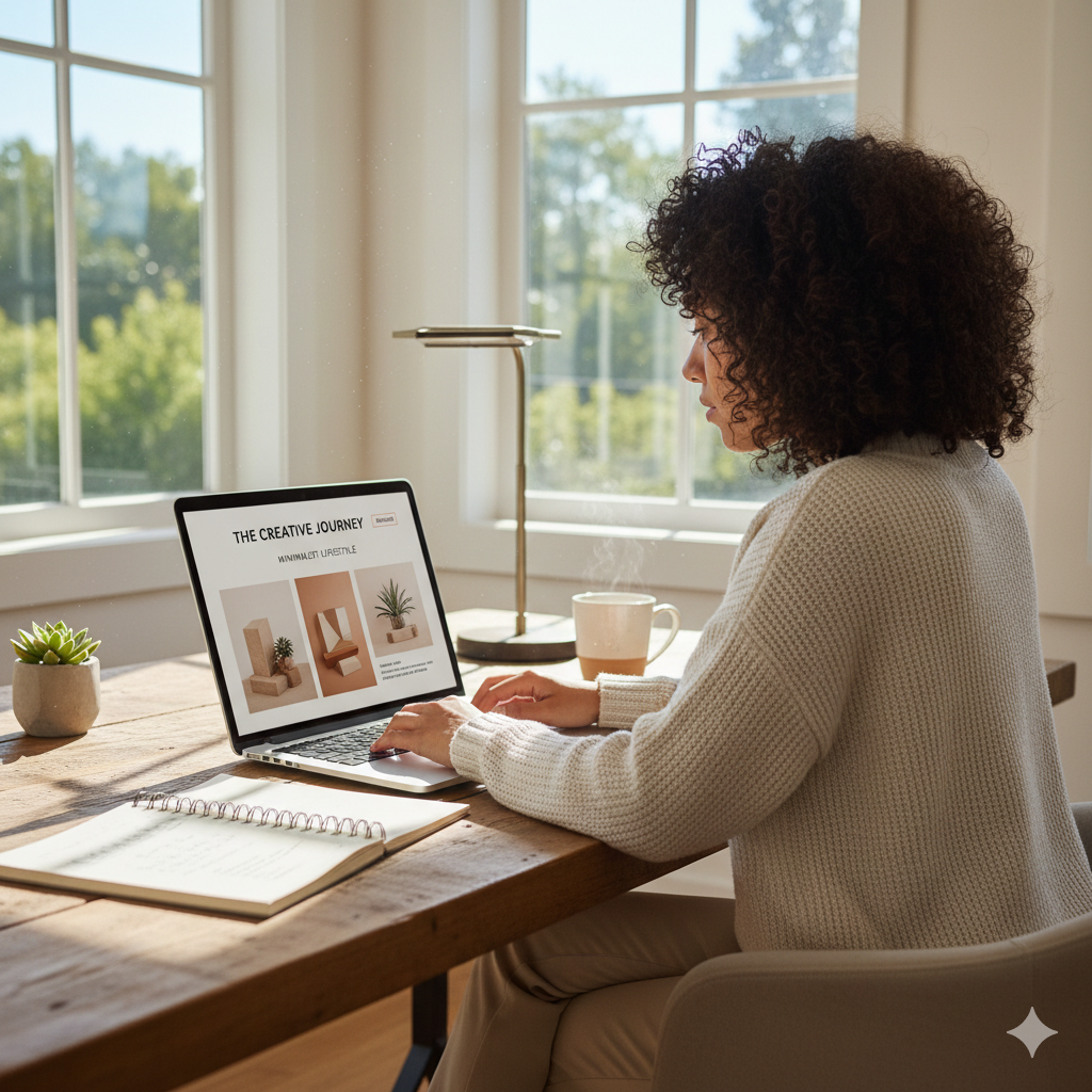 Créer un blog gratuit facilement – femme travaillant sur son premier site web