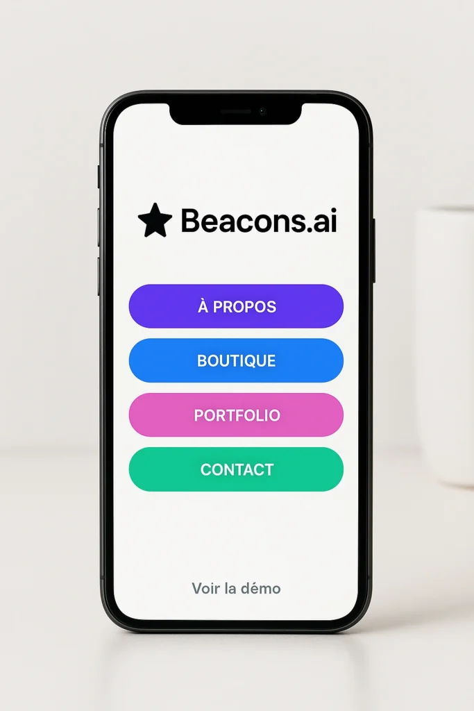 Exemple de bio-link Beacons.ai pour créateurs francophones