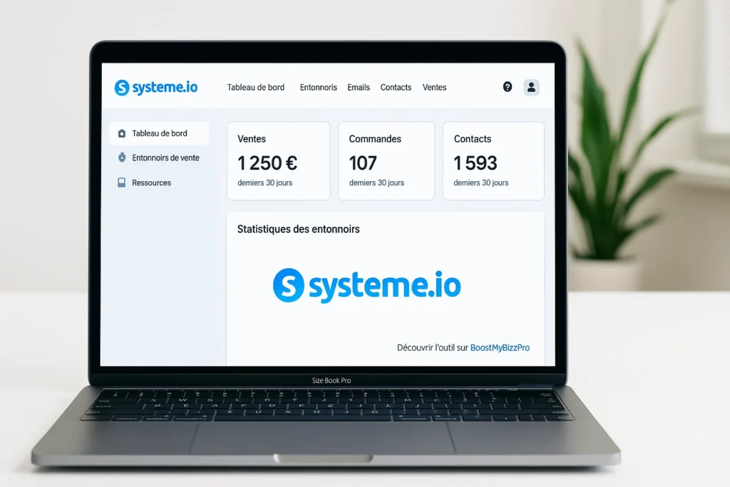 Systeme.io tableau de bord tunnel de vente et emails automatisés